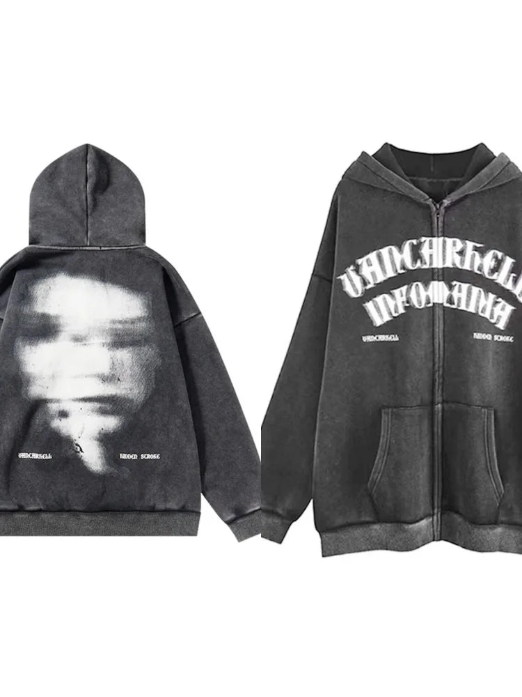 KG Graphic Zip Up Sweatshirts - KAEDE GARDENS