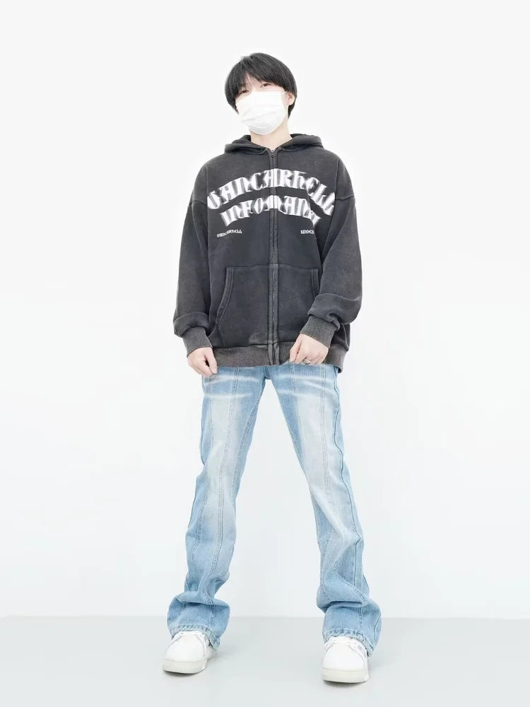 KG Graphic Zip Up Sweatshirts - KAEDE GARDENS