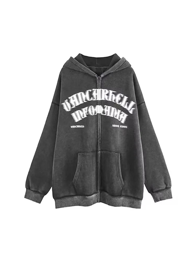 KG Graphic Zip Up Sweatshirts - KAEDE GARDENS