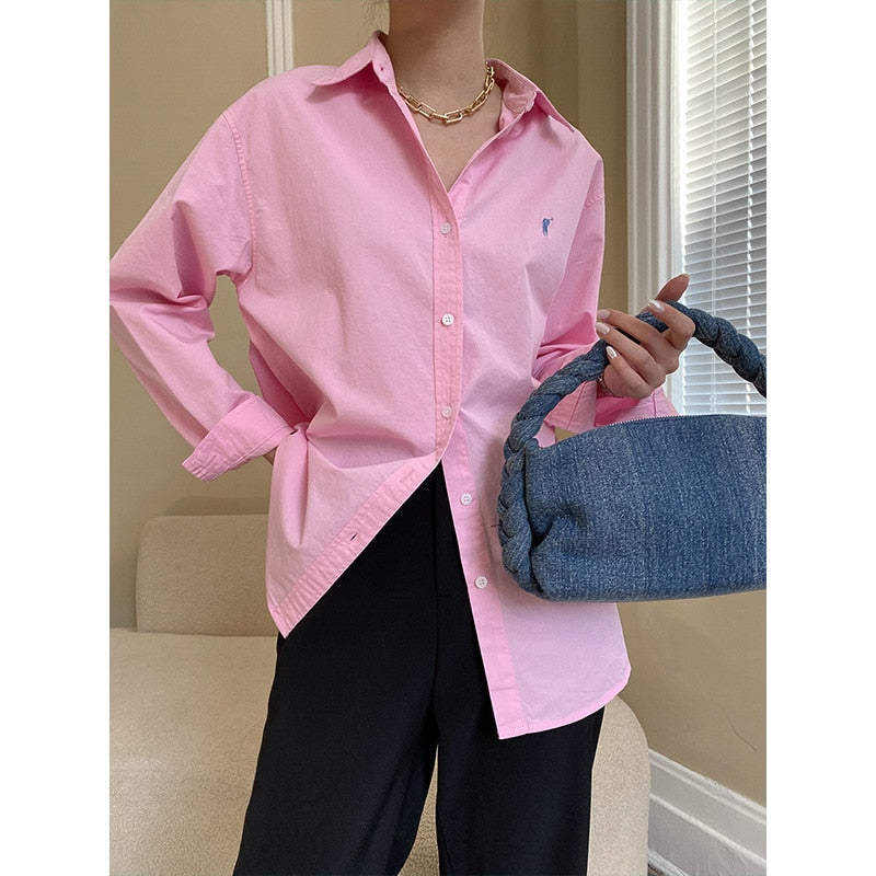French original embroidery shirt loose design commuting 2023 early spring new style tops - KAEDE GARDENS