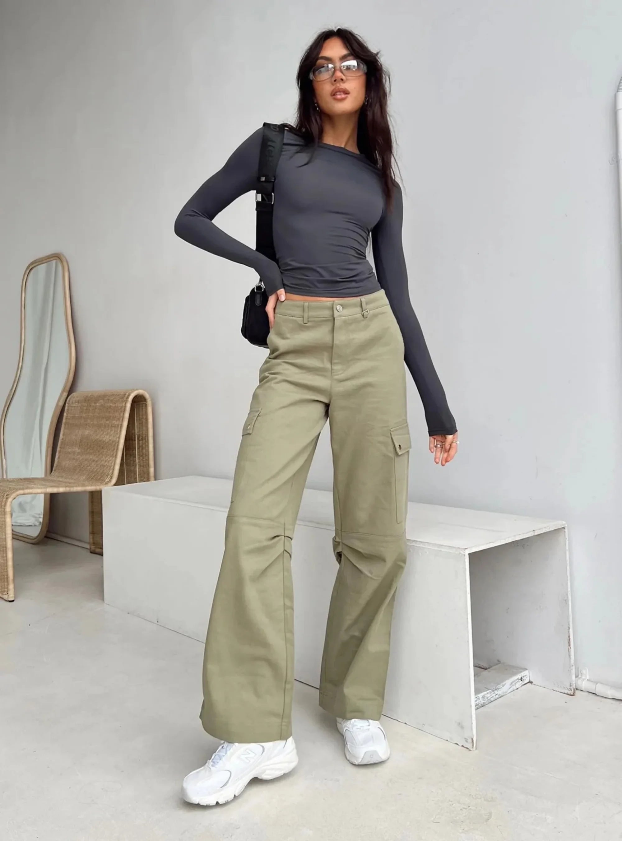 KG Women's Long Sleeved T-Shirt Spring And Autumn Solid Color Slim Fit Pullover Women's Basic T-Shirt Y2k Clothes Street Wear