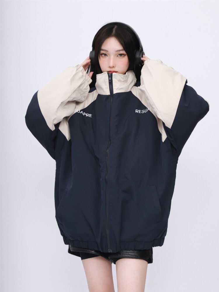 ADAgirl Vintage Windbreak Women Jackets Harajuku Patchwork Streetwear Coats for Female Hip Hop Korean Tops Casual Paired Clothes - KAEDE GARDENS