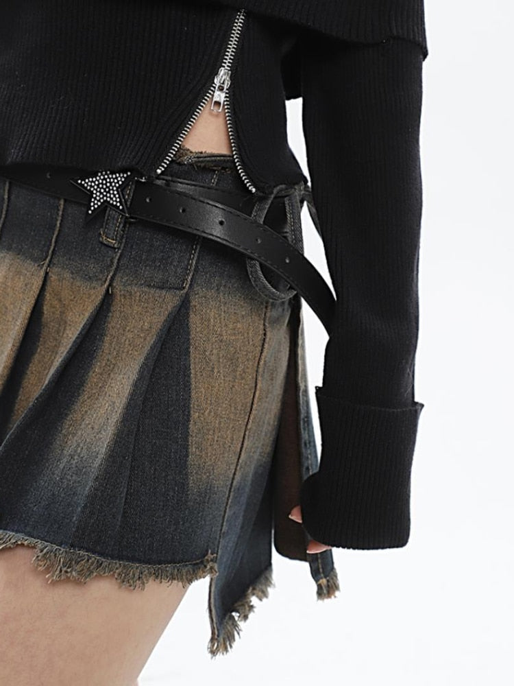 Distressed denim skirt - KAEDE GARDENS