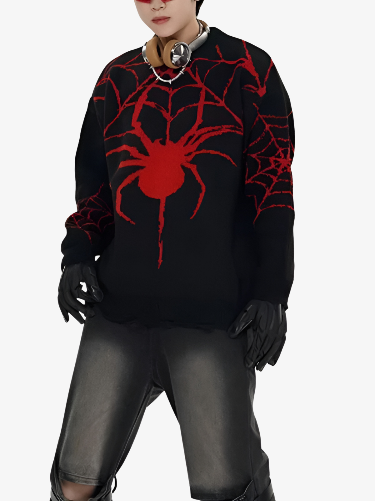 KG Spider Contrast Knitted Sweater - KAEDE GARDENS