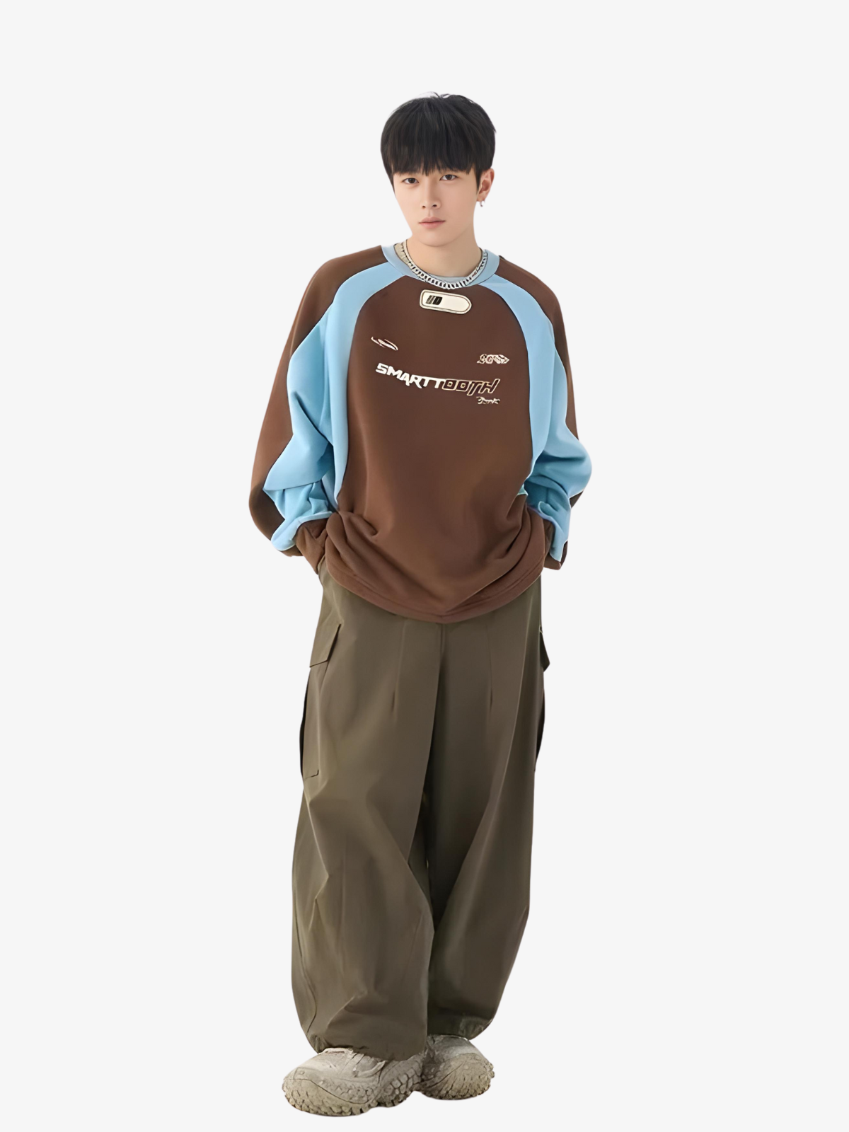 KG Wave Line Patchwork Sweater - KAEDE GARDENS