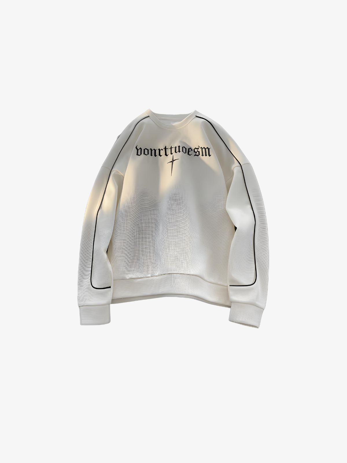 KG Waffle Knit Cross Embroidered Sweater - KAEDE GARDENS