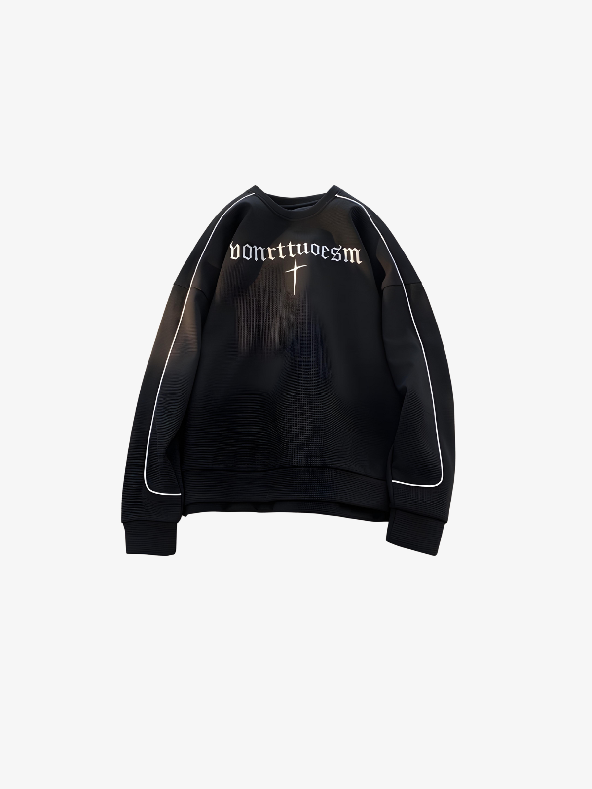 KG Waffle Knit Cross Embroidered Sweater - KAEDE GARDENS