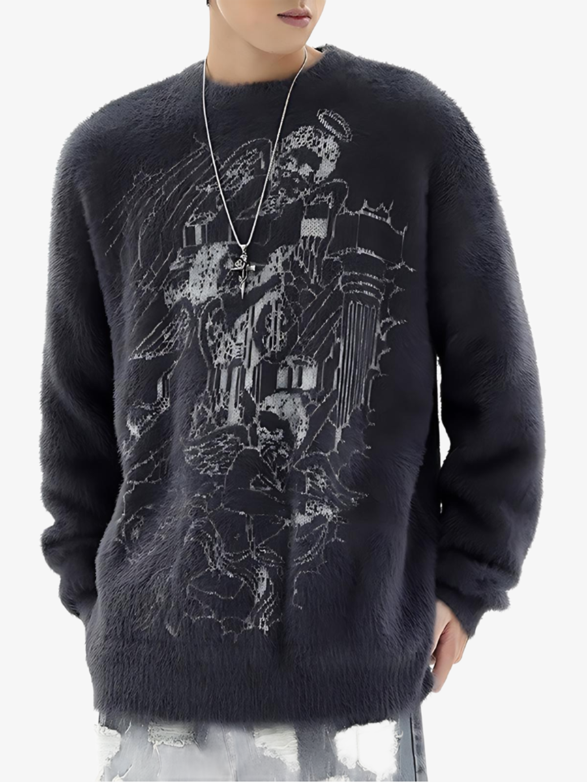 KG Mink Graphic Sweater - KAEDE GARDENS