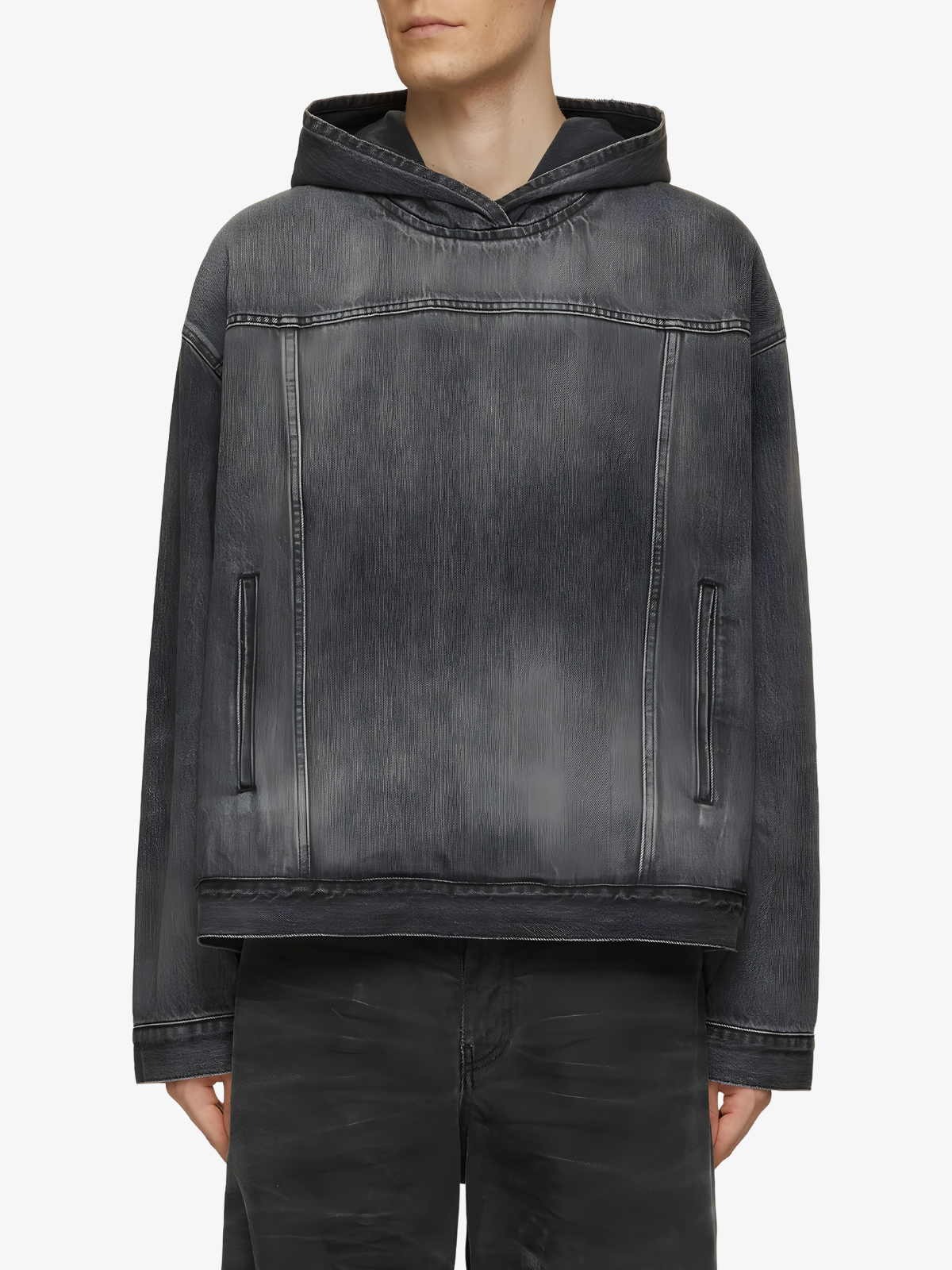 KG Acid Wash Patterned Hoodie - KAEDE GARDENS