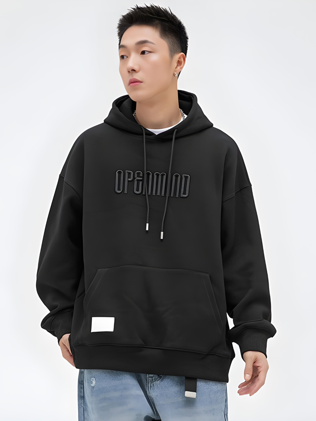 KG Embroidered Solid Color Hoodie - KAEDE GARDENS