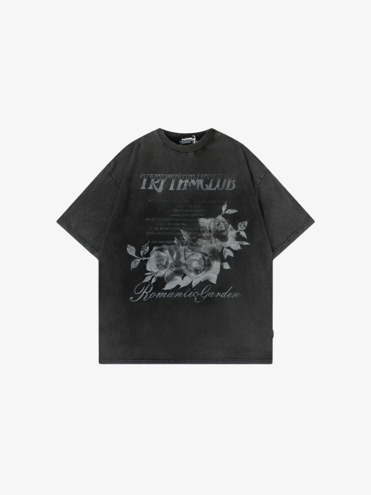 KG Distressed Rose Print T-Shirt - KAEDE GARDENS