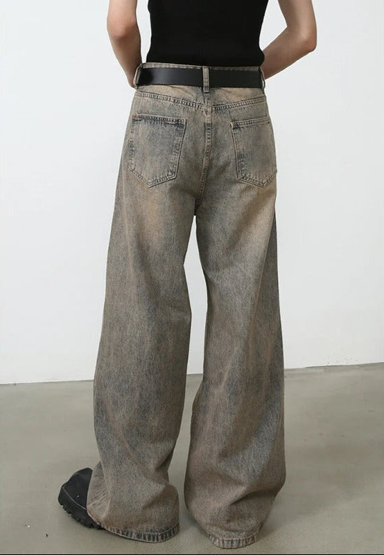 KG Desert Wash Wide Jeans - KAEDE GARDENS