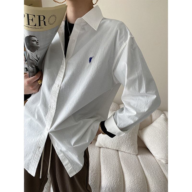 French original embroidery shirt loose design commuting 2023 early spring new style tops - KAEDE GARDENS