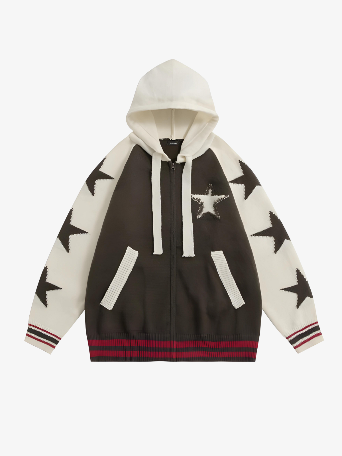 KG Textured Star Patterned Zip Up Hoodie