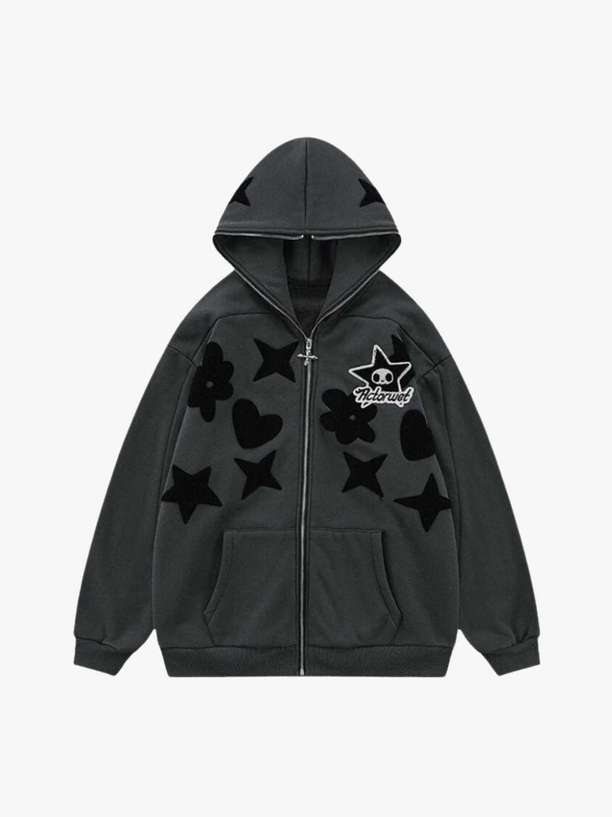 KG Heart Embroidered Zip Up Hoodie